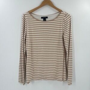 White House Black Market Striped Long Sleeve Top Women Size M Classic Preppy